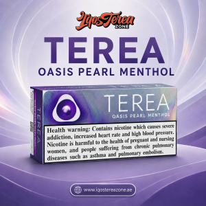 A pack of IQOS Terea Oasis Pearl menthol heated tobacco sticks on a white background.