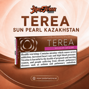 A pack of Italian edition IQOS Terea Bronze heated tobacco sticks on a white background.