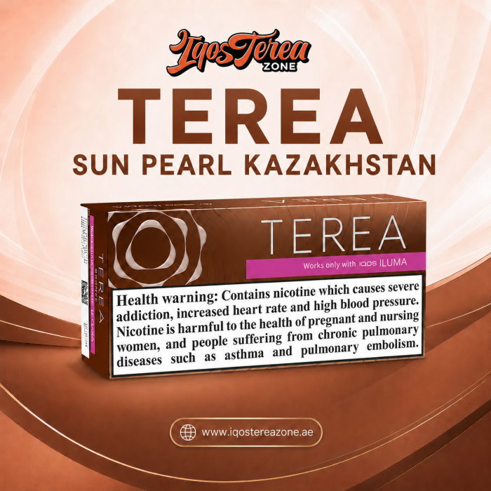 A pack of Italian edition IQOS Terea Bronze heated tobacco sticks on a white background.